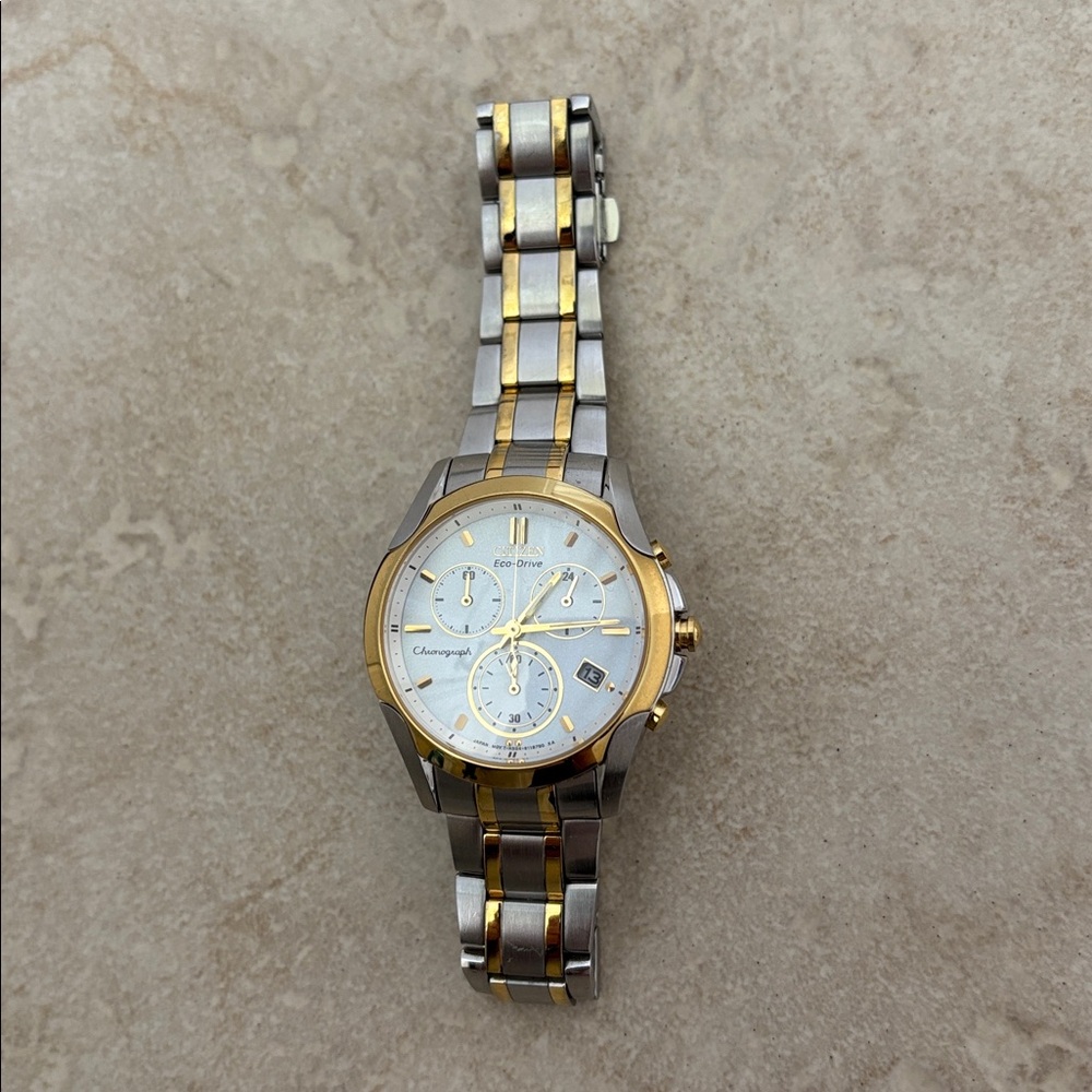 Citizens Economic-Drive Gold and Silver Chronograph Woman’s Watch